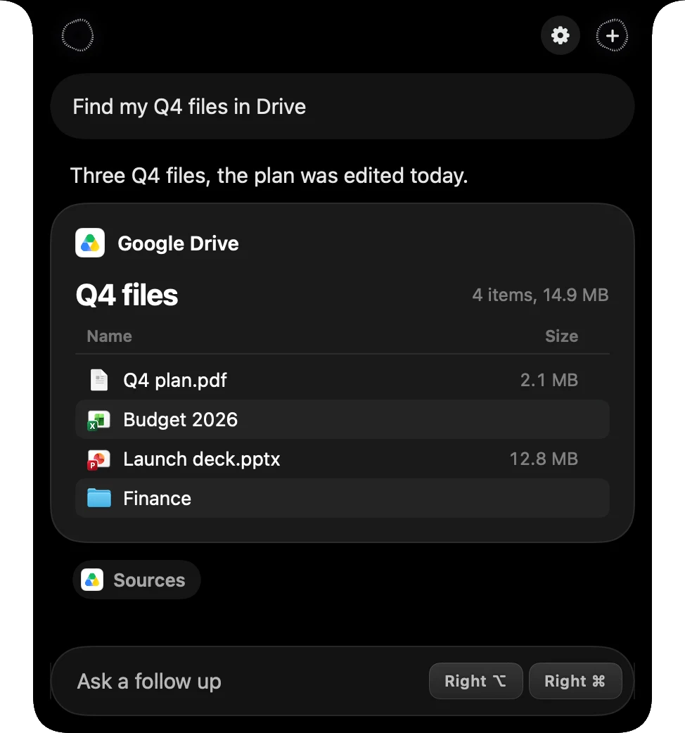 Google Drive files listed in Speechy's notch